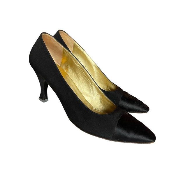 Bruno Magli Suede Satin Toe Heels Vintage - Picture 4 of 12